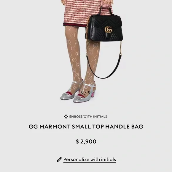 Gucci GG Marmonttop handle black leather bag